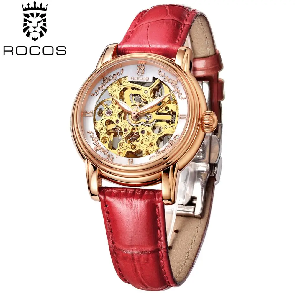 Женские автоматические механические часы скелетоны ROCOS роскошные классические
