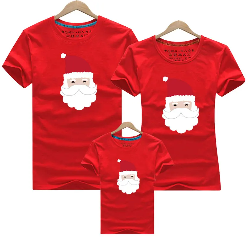 New Family Matching Christmas T-shirt New Year Family Father Mother Daughter Son Santa Claus Family Matching Look Outfits - Цвет: Red