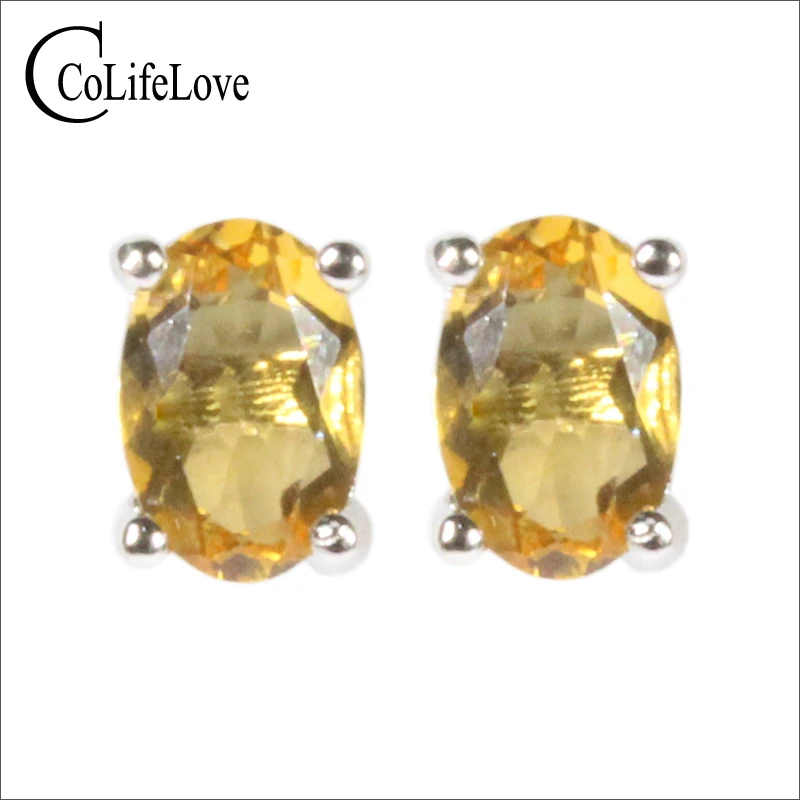 CoLife Jewelry VVS Grade Citrine Earrings for Daily Wear 6*8mm 925 Silver Yellow Crystal | Украшения и аксессуары