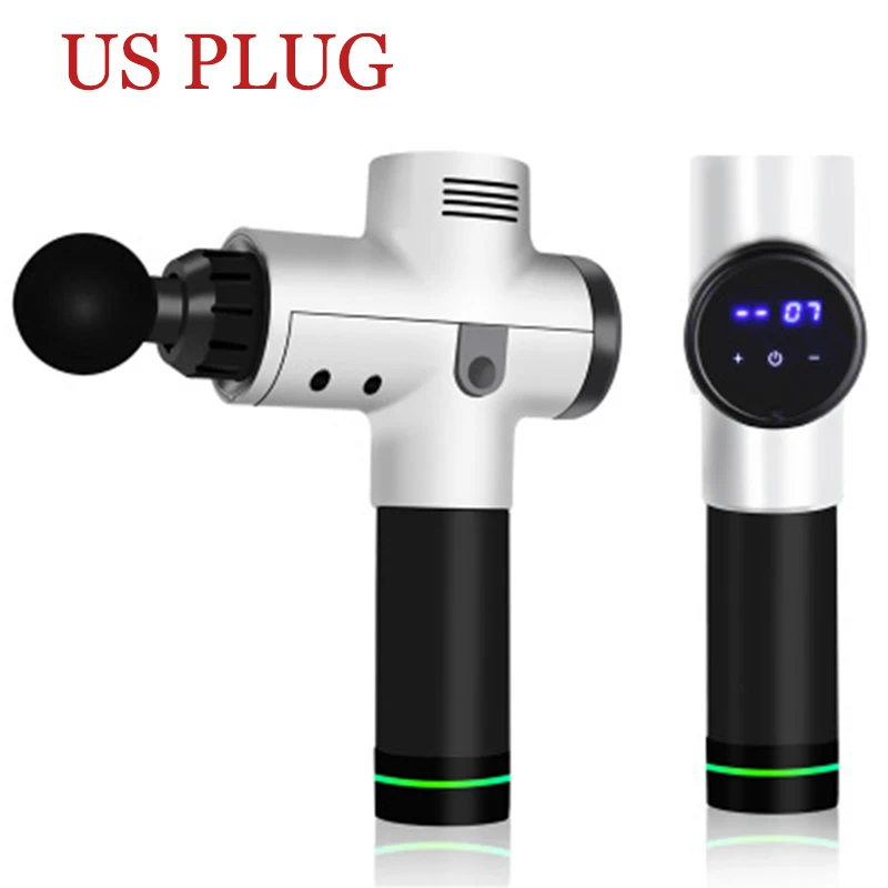 US Plug Silver Массажер для мышц, электрический, для терапии тела, светодиодный, для массажа мышц, 20 напильников, для тела, расслабляющий, облегчающий массаж, машина, 4 головки, Прямая поставка - Цвет: US Plug Silver