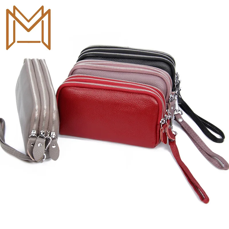 

Head Layer Cowhide 2019 Three Layers Hand Package Long Wallet More Function Litchi Genuine Leather Mobile