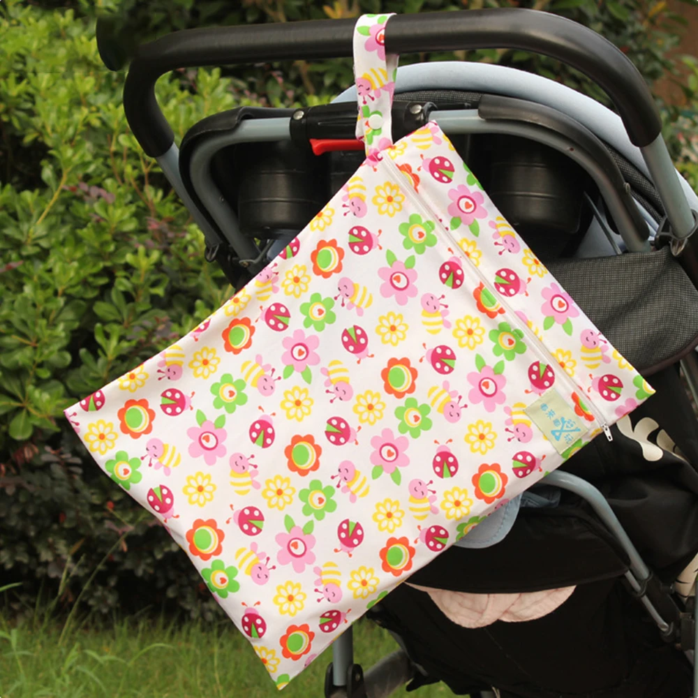 Baby Waterproof Reusable Baby Bag Dry Wet Bag Pocket Printing Travel Bag Single Layer Zipper Bag 30 * 40cm