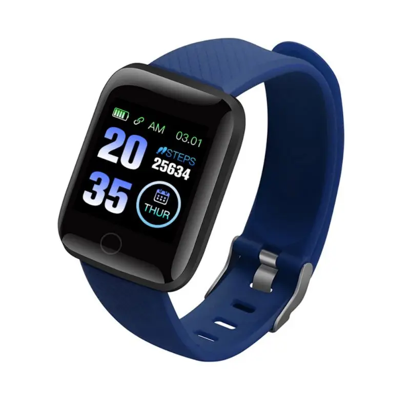 116 плюс Смарт-часы, браслет для здоровья, спортивные часы, кровяное давление, пульсометр, шагомер, фитнес-трекер, умный Браслет, водонепроницаемый - Цвет: blue