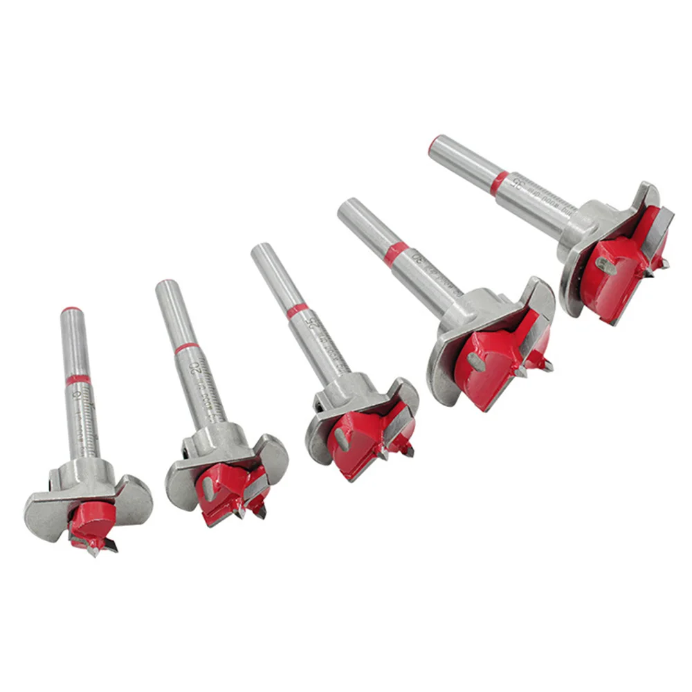 5Pcs/Set Positioning Woodworking Hole Opener Set Carbide Fat Wing Drill Adjustable Hinge Woodworking Hole Saw For Power Tools