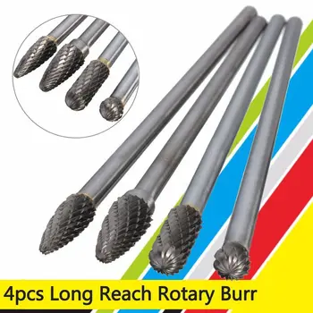 

4* 6 Long Reach Rotary Burr Double Cut Tungsten Carbide Bit 1/4 Shank Set Sale
