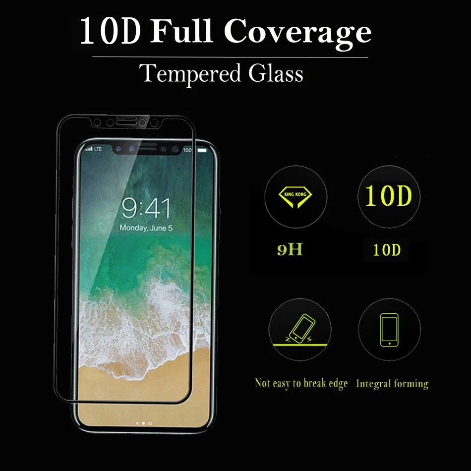 H&lOO 9H 4D Anti-Explosion Screen Protector Tempered Glass For iPhone X 5.8 inch 8 8 plus Premium Protective Toughened Film (1)