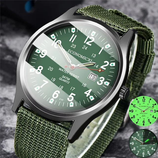 Fashion Mens Watches Luminous Hands Clock Luxury Military Sports Date Quartz Wristwatch Men Casual Nylon Watch relogio masculino 1