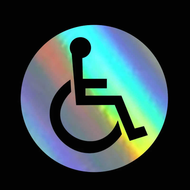 

13CM*13CM 1 Pcs Car Window Disabled Wheelchair Handicap Round Car Window Reflective Decals Decoration PVC Fashion Car Sticker