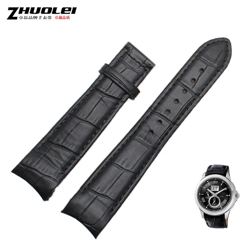 black no buckle Изогнутый конец мужские ремешки для часов для BL9002-37 05A BT0001-12E 01A Брендовые Часы из натуральной кожи с пряжкой бабочки 20 21 22 мм - Цвет ремешка: black no buckle
