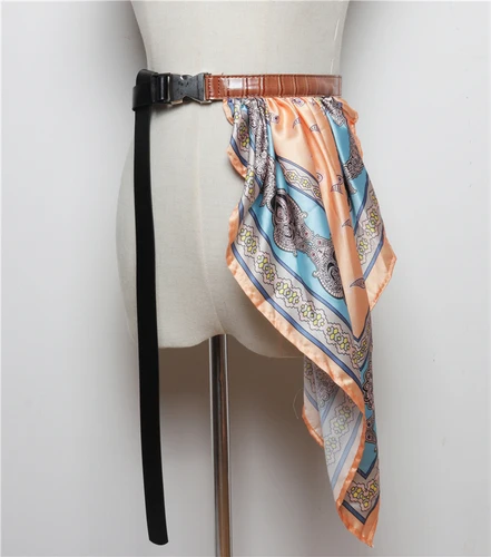 Атласный Шелковый Войлок шарф поясной ремень винтажная ткань с изображением цветов украшенная искусственная кожа стрейч Caestus рубашка платье пояс - Цвет: Orange
