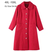 Размера плюс 10XL 9XL 8XL 7XL,Российские размеры 66, 64, 62, 54 одежда с длинным рукавом осень-зима элегантное пальто для Для женщин OL отложной воротник Винтаж Длинные теплые шерстяные пальто