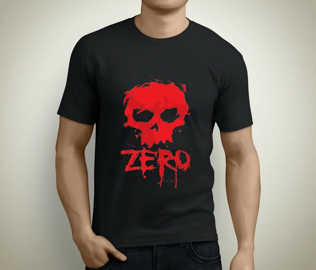 New ZERO Original Skate Vintage Skull Men's Black T-Shirt Size S To 5XL TEE Shirt Breathable Tops |
