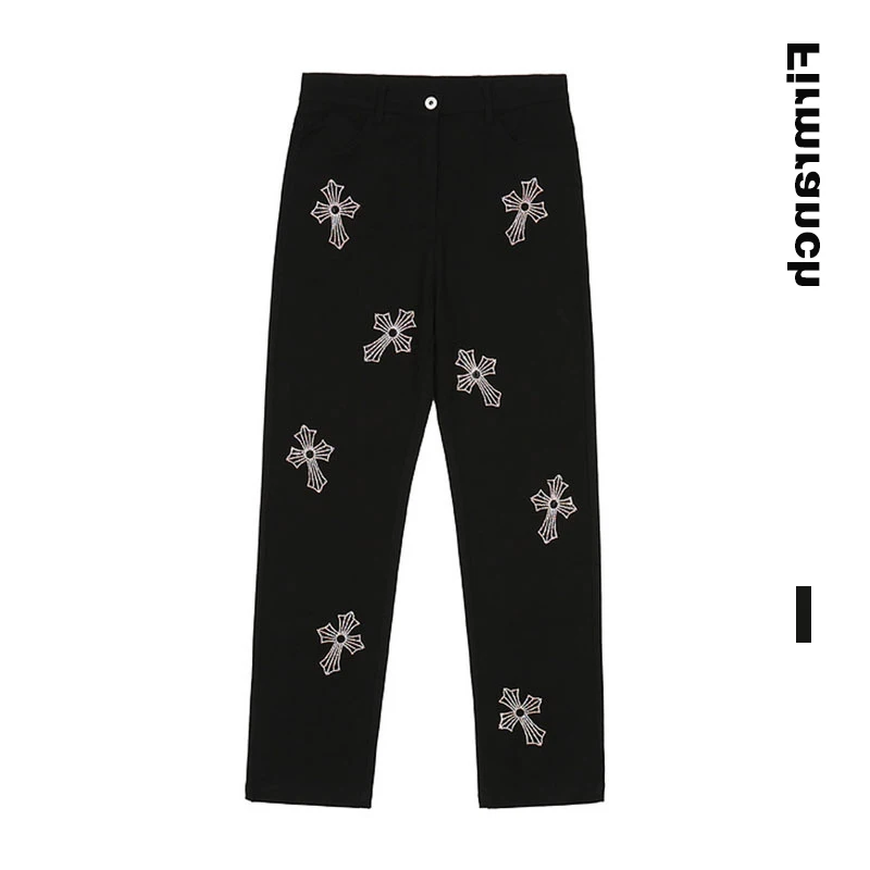 Black Jeans Homme Heart Denim Pants 