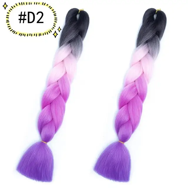 Jumbo Braiding Hair Extensions Kanekalon Braiding Hair 24 Inch Ombre Multiple Tone Colored Synthetic Hair for Women D2