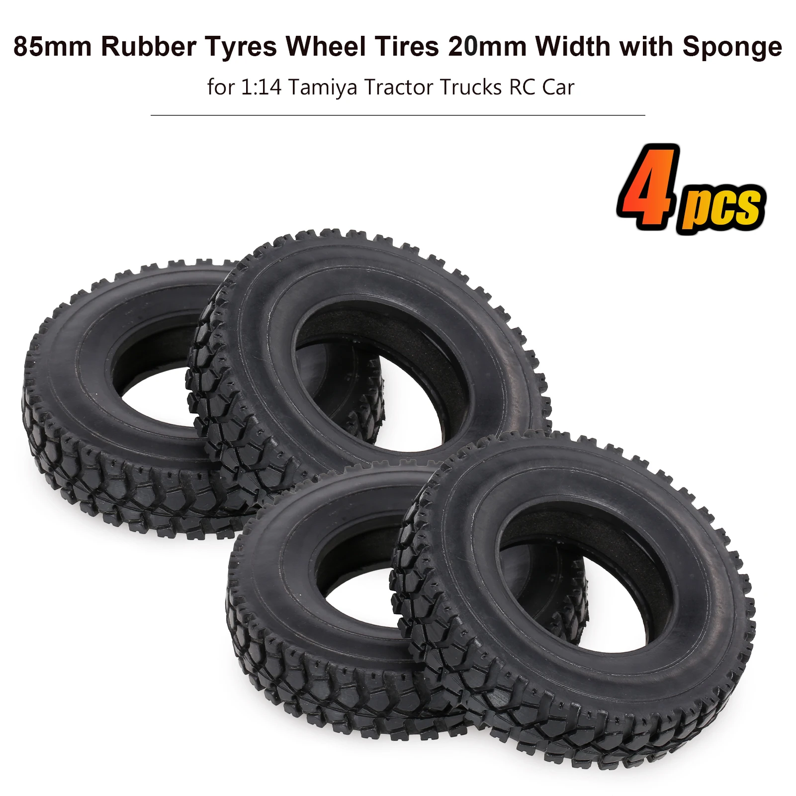 4pc 1:14 RC Tamiya Tractor Short Course Truck Car Climbing Rubber Tyre Tires 