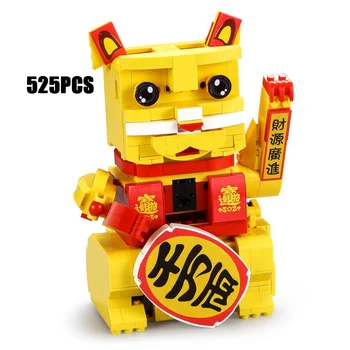 

Technics money pot Fortune Lucky Cat Sound-light induction animal block piggy bank assemble brick battery-operated toys for gift