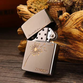 

New Products Single Side Laser Carving Fine Copper Cigarette Lighter Vintage Kerosene Ligh