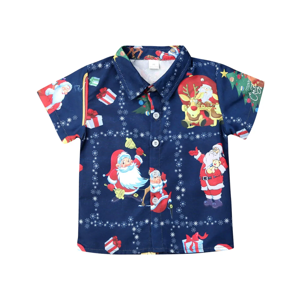 Рождественская Одежда для маленьких мальчиков возрастом от 1 года до 6 лет топы с короткими рукавами и рисунком Санта-Клауса, футболки рождественские костюмы для мальчиков