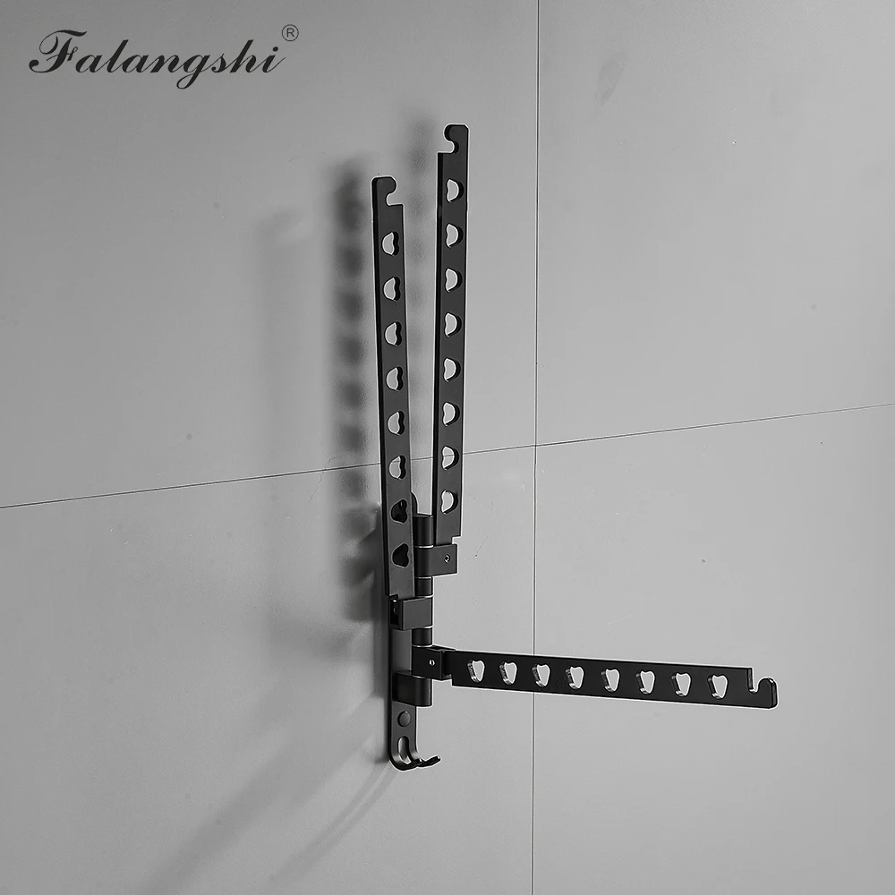 Aluminum Black Clothes Rack Swivel Folding Clothes Hanger Rack Dryer Balcony Drying Rack For Clothes Hanger Wall Mounted WB3017 3