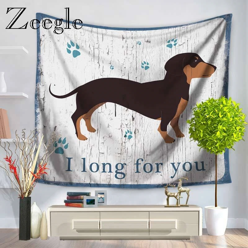 Dog Pattern Tapestry Wall Hanging Large Tapestry Wall Hanging Beach Mat Polyester Blanket Yoga Mat Home Bedroom Art Carpet