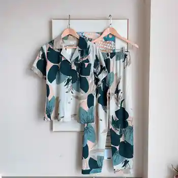 

2020 autumn long Sleeved Women Pajamas Set Fashion Lovely print homeWear Leisure Clothes Women Long Pant Pyjamas Sets Nightwear