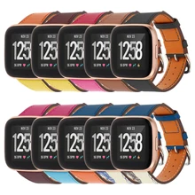 Genuine For Fitbit Versa/Versa 2 Stripe Leather WristBand Breathable Watch Strap with Multi-styles for Fitbit Versa 2 Bracelet