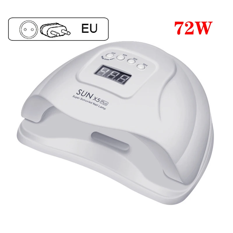 white EU Plug 72 Вт SUNX5 лампа для ногтей с 36 светодиодный s светодиодный для маникюра гель Сушилка для ногтей сушильная лампа для полировки ногтей 30 s/60 s/90 s автоматический датчик маникюрные инструменты - Цвет: white EU Plug