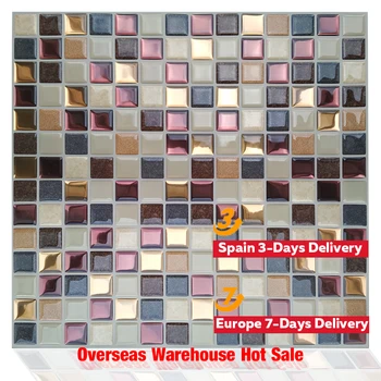 

3D Mosaic Waterproof Self Adhesive Wall Decal Peel and Stick Vinyl Tiles Kitchen Backsplash