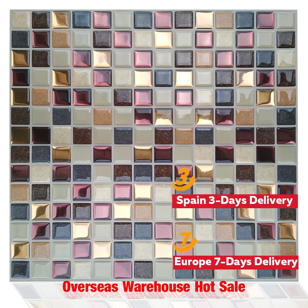3d Mosaic Waterproof Self Adhesive Wall Decal Peel And Stick Vinyl Tiles Kitchen Backsplash Wall Stickers Aliexpress