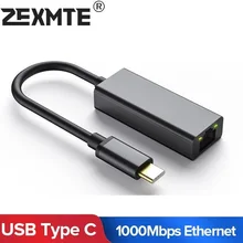 

Zexmte USB3.0 Ethernet Adapter Network Card Cable Converter Type-C to RJ45 2.5G Gigabit For PC Laptop Windows XP 7 8 10 Mac OS X