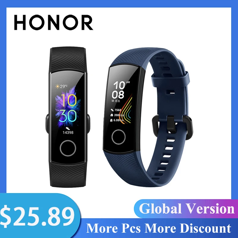 Global Version Honor Band 5 Smart Bracelet smartwatch AMOLED smart band heart rage ftness sleep tracker | Электроника