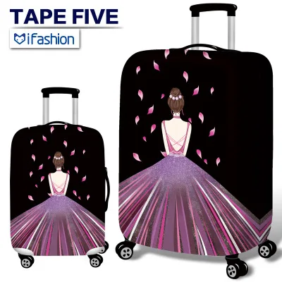 2019Luggage Protective Cover Travel Luggage Accessories Dustproof Elastic Cover Bag 20/24/28 Inch / 30 Inch Thick Wear Resistant - Цвет: A