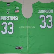 Новое поступление высокое качество NCAA Спартанс магии Джонсон#33 Колледж футболки Ограниченная серия майки S-XXXL