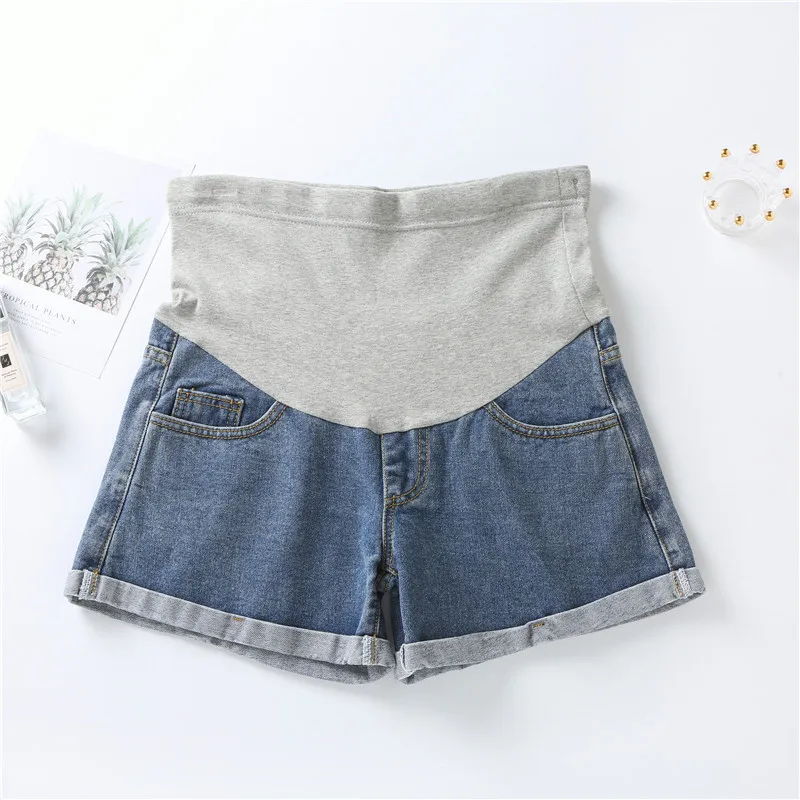 Summer Short Pant for Pregnant Women Denim Cotton Pregnant Women's Shorts High-Waisted Maternity Panties Adjustable Loose Pants