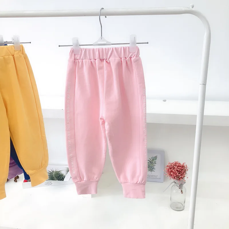 pink LOOZYKIT/ г. Осенние штаны для девочек; цветные брюки для мальчиков; школьные детские спортивные штаны; От 3 до 8 лет спортивные штаны для малышей; детская нижняя одежда - Цвет: pink