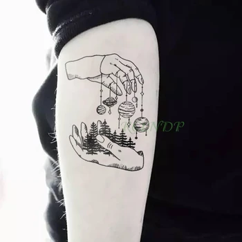 

Waterproof Temporary Tattoo Sticker Cool Hand Planet Fake Tatto Flash Tatoo Body Art Tatouage Wrist Foot Arm For Girl Men Women