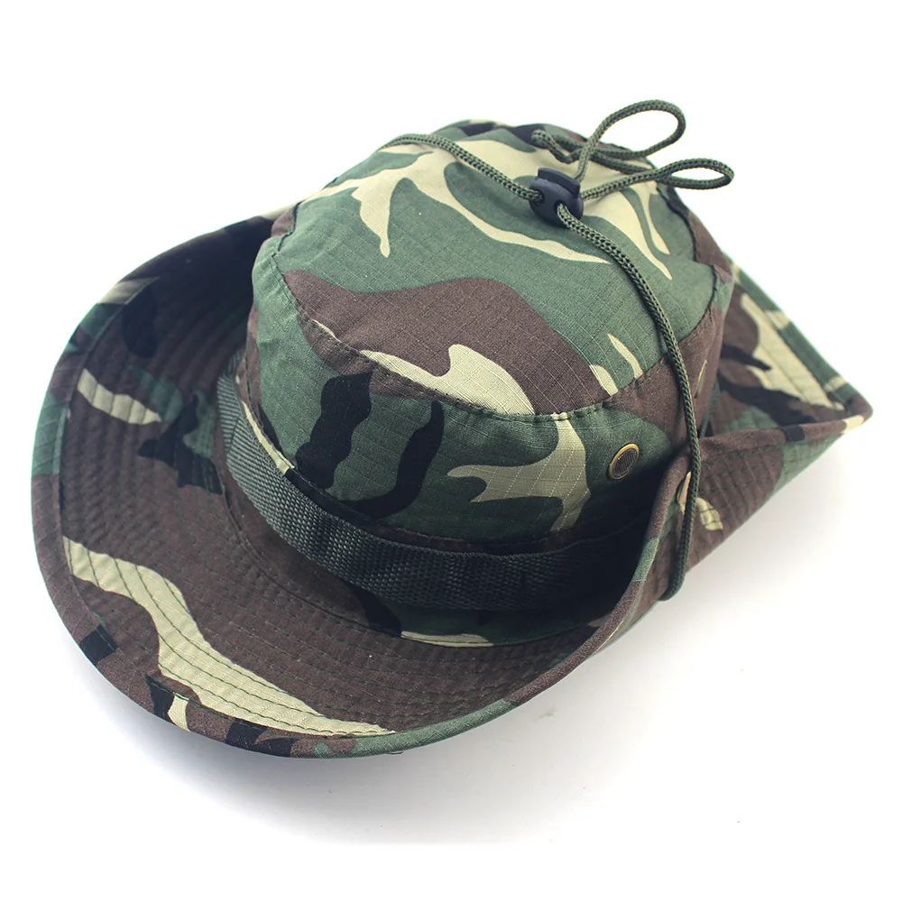 Camouflage Tactical Cap Military Boonie Hat US Army Caps Camo Men Outdoor Sports Sun Bucket Cap Fishing Hiking Hunting Hats 60CM