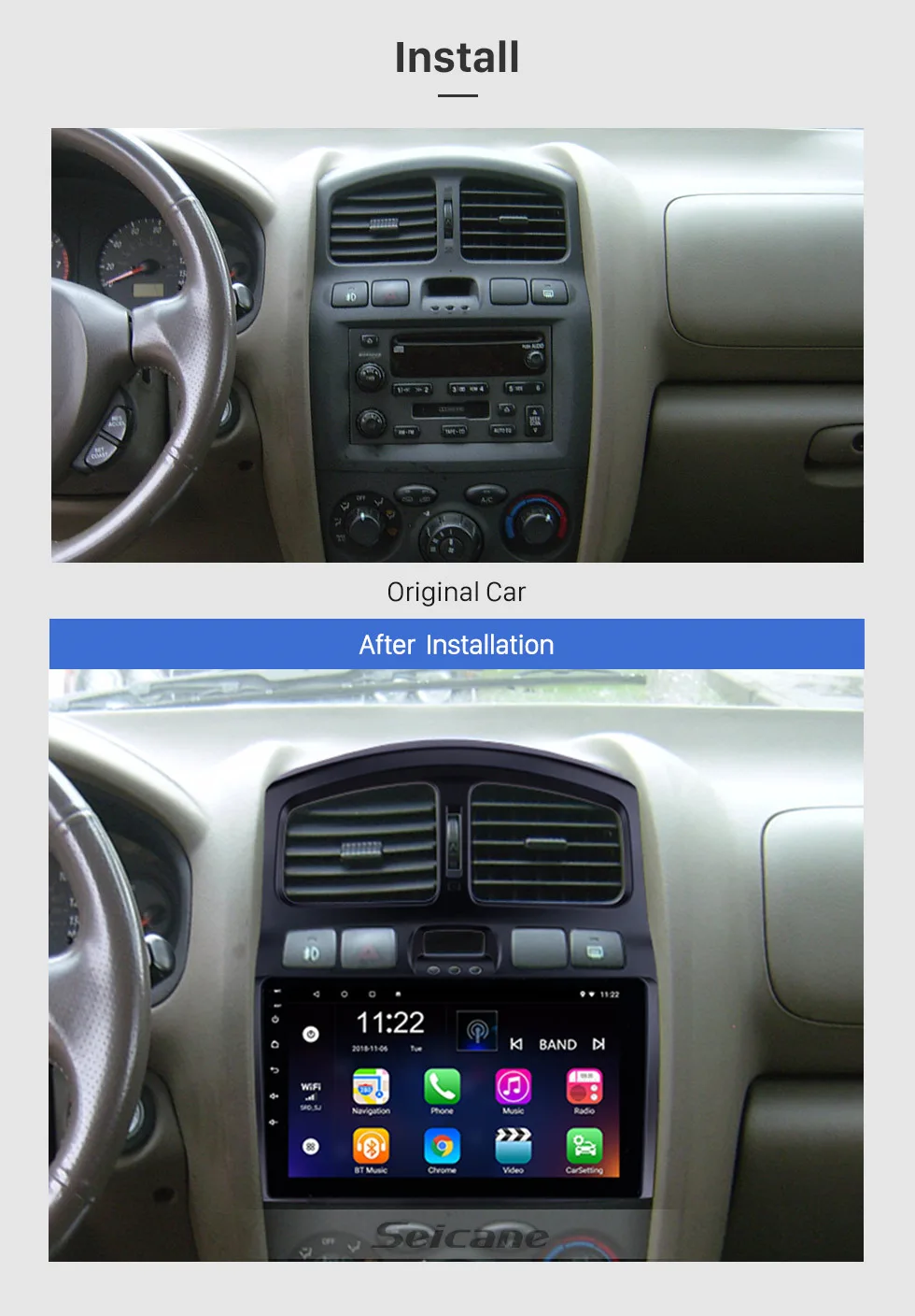 Flash Deal Seicane Android 9.0 9" Car Radio GPS Navigation for 2005-2015 Hyundai Classic Santa Fe Head Unit Stereo Support Digital  TV  DVR 1