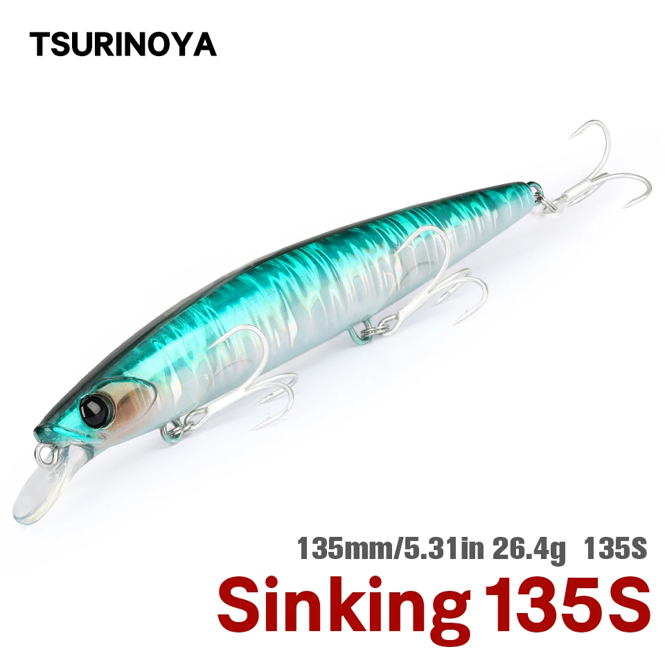 TSURINOYA ультра длинное литье 135S морской тонущий гольян штык 135 мм 26 4 г Tungaten