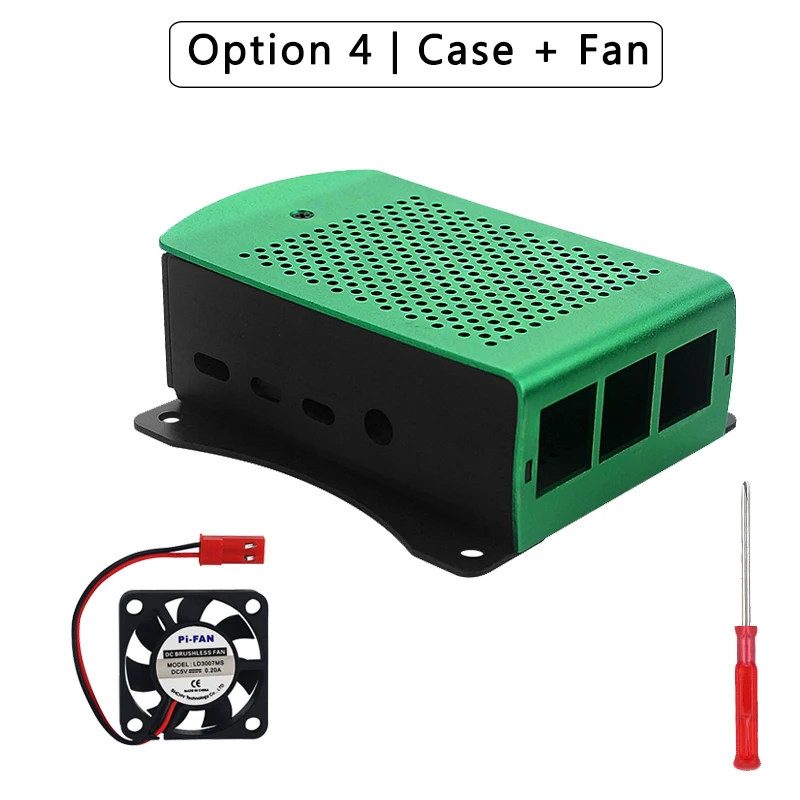 Raspberry Pi 4 Модель B алюминиевый чехол металлический корпус с подвесным кронштейном с охлаждающим вентилятором отвертка для Raspberry Pi 4 - Цвет: Case with Fan