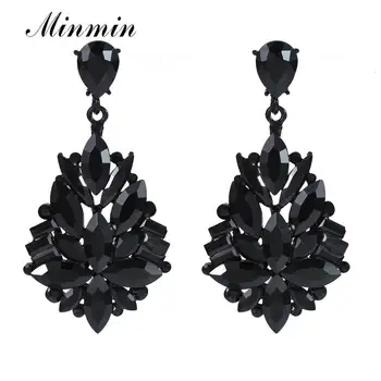 

Minmin Shining Black Horse Eyes Cluster Rhinestone Cute Drop Earrings Vintage Small Teardrop Party Prom Earrings Jewelry MEH1710