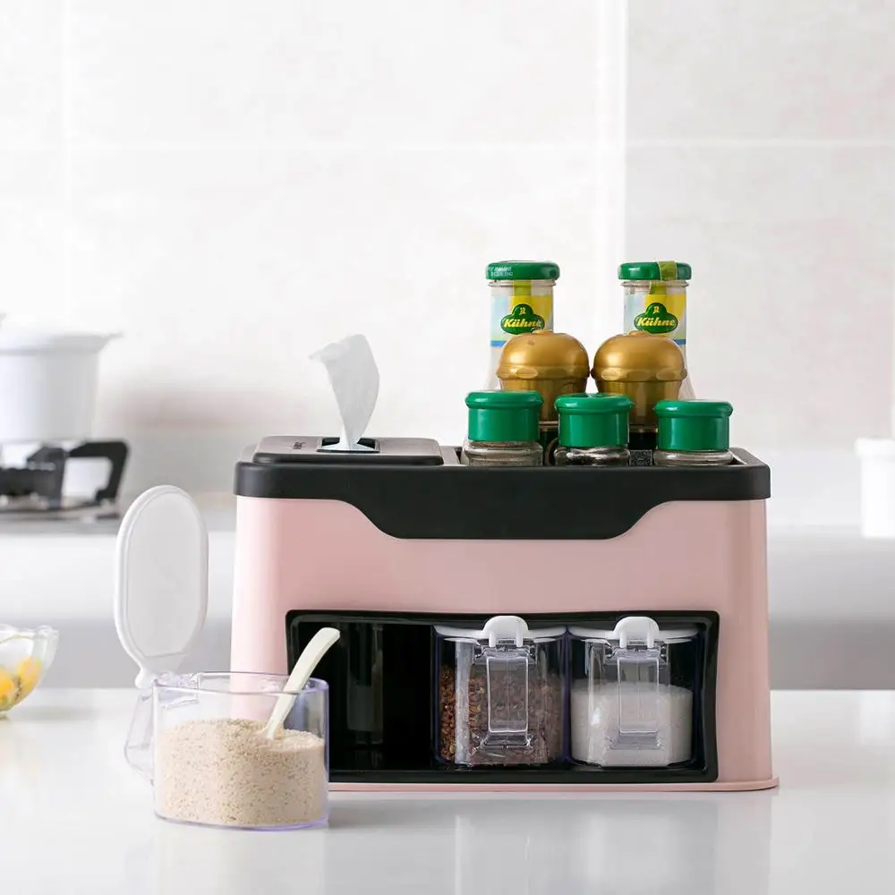 1 Набор кухонная коробка для приправ многофункциональная коробка для салфеток кухонный Органайзер хранилище стойка банка для специй с ложками
