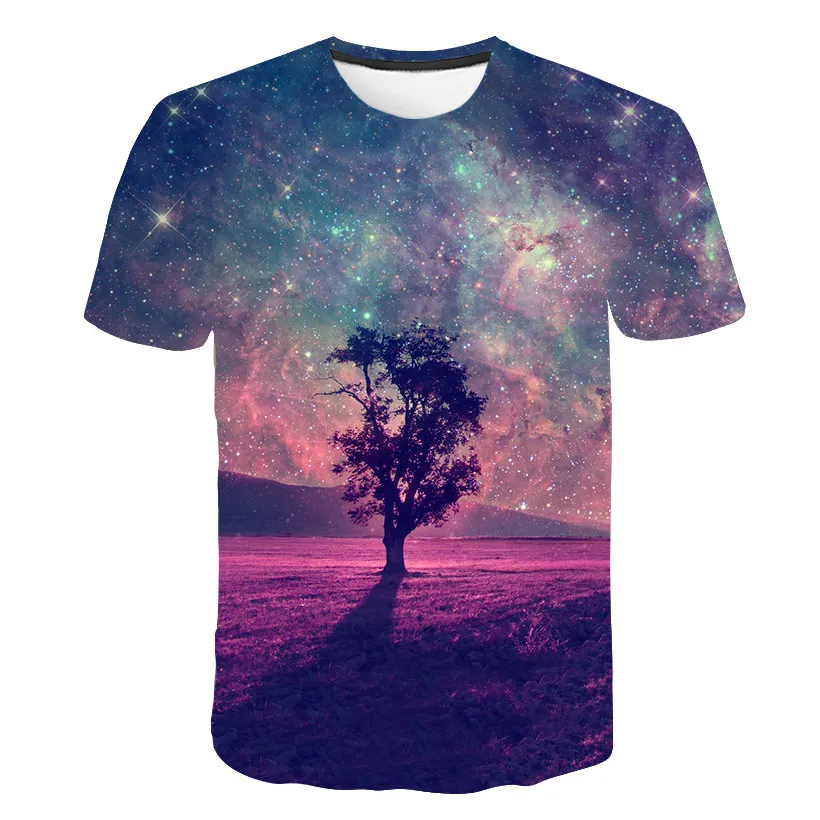 

Newest Starry Sky 3D Print Aurora Cool Funny T-Shirt Men Short Sleeve Summer Tops Male T Shirt Fashion Breathable With Short