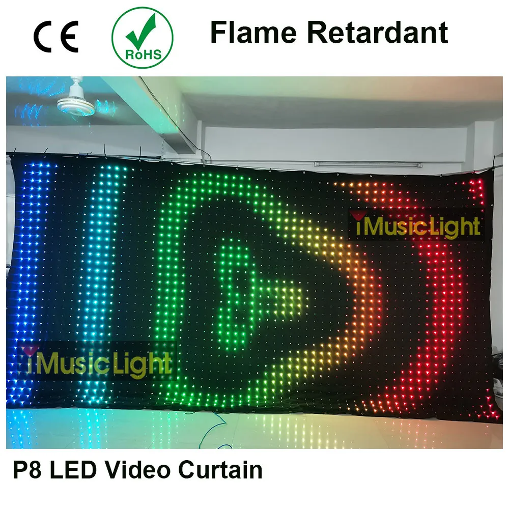 

Led Video Cloth P8 2.5 mtr x 5 mtr PC/DMX Control Stage back drape for DJ band party wedding etc