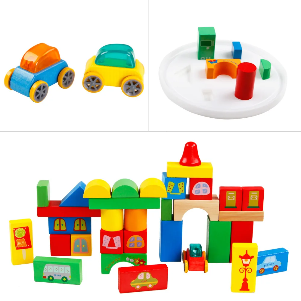 

Cloud And QZM City Traffic Street View Building Blocks Wooden Small Car Children'S Educational ENLIGHTEN Early Education Puzzles