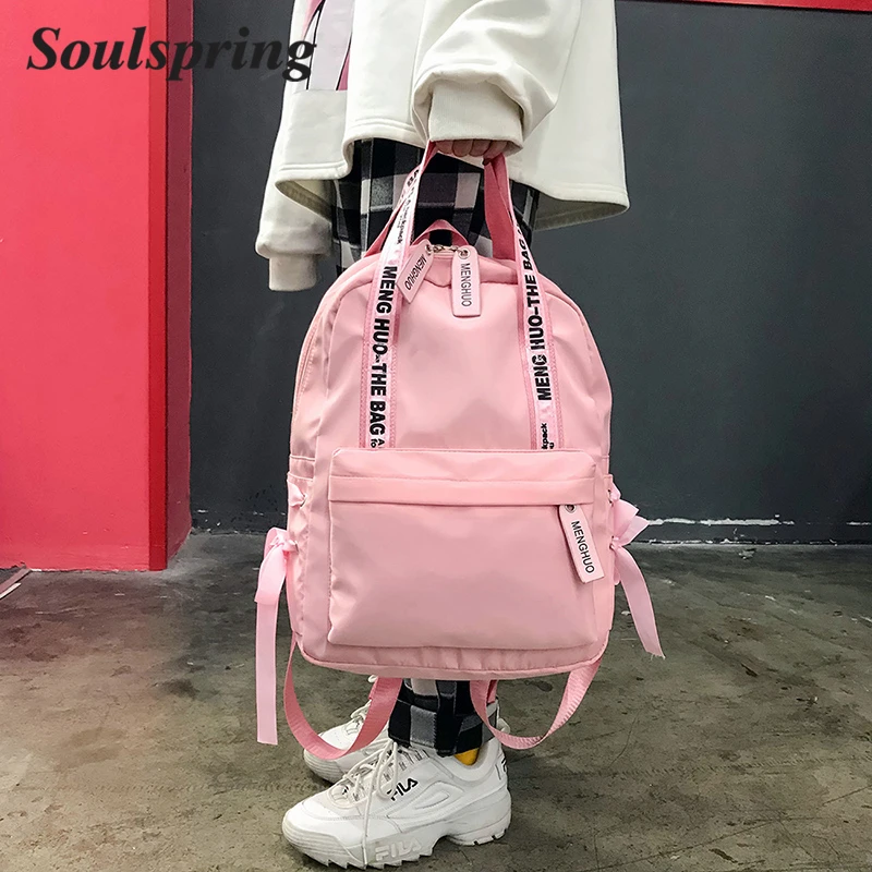 Moda 2019 mochila Preppy Mochilas escolares para adolescentes mujeres Nylon Bowknot|Mochilas| - AliExpress