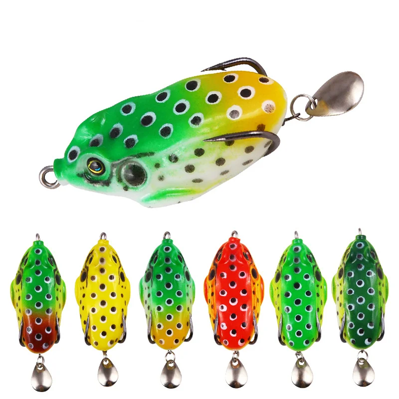 1 Pz 8Cm/13G Top Water Ray Frog Shape Rospo Soft Frog Skin Thunder Frog Modificato Thunder Frog Doppio Gancio Paillettes Thunder Frog