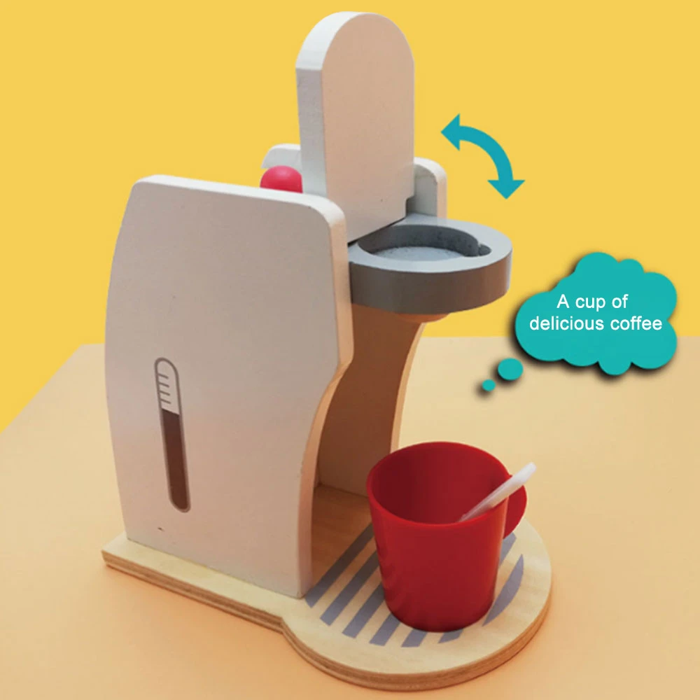 wooden coffee machine toy