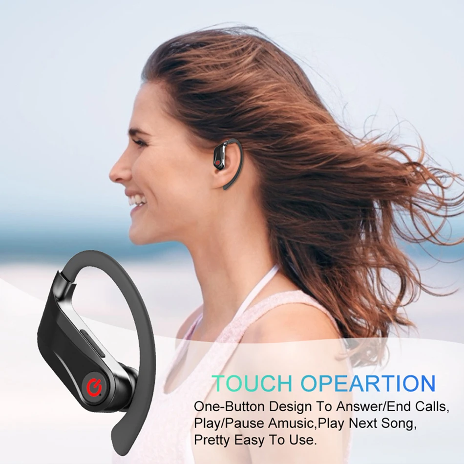 TWS сенсорные Bluetooth наушники с отпечатком пальца, HD стерео Спортивные Беспроводные наушники с шумоподавлением, игровая гарнитура с микрофоном