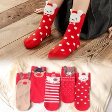 5 пар, милые носки для маленьких девочек и мальчиков Рождественские Длинные хлопковые носки вечерние мягкие гетры для малышей